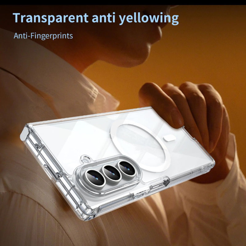 Clear phone case with anti-yellowing and anti-fingerprint features for Galaxy Z FOLD 6