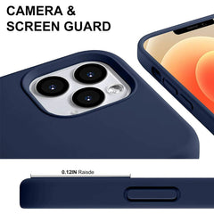 Navy blue phone case with camera and screen guard features for IPhone 15 pro max