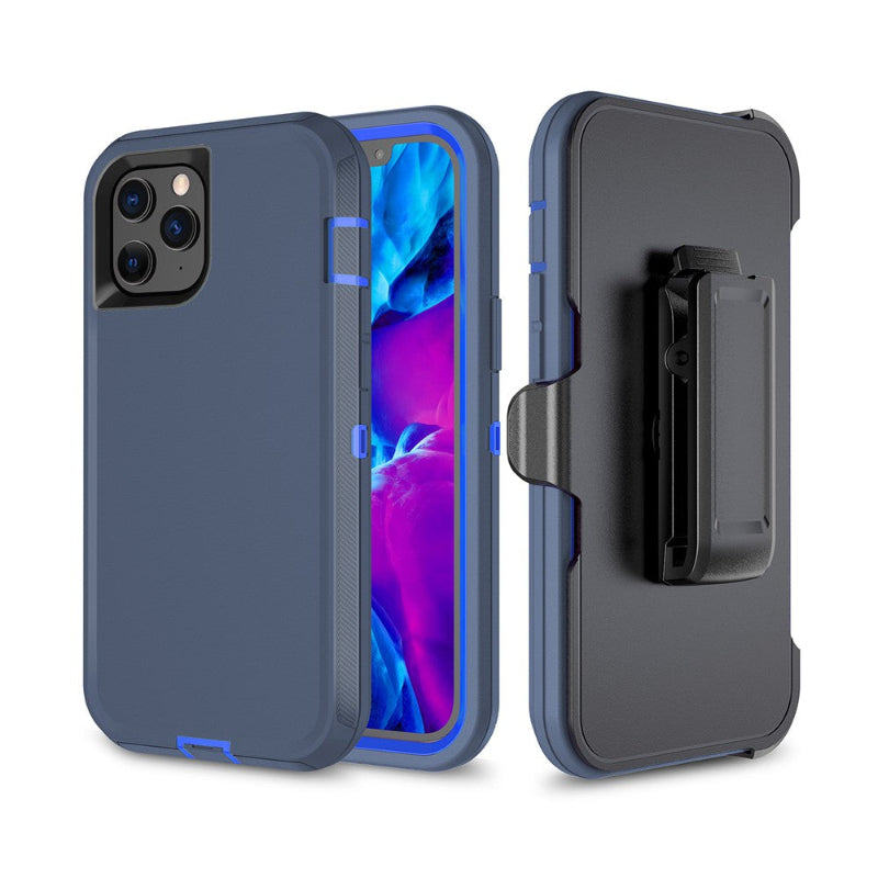 Navy phone case with black clip Heavy Duty Case for IPhone 12/12 pro