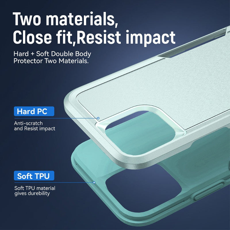 iPhone 13 Pro Max case with hard PC and soft TPU materials
