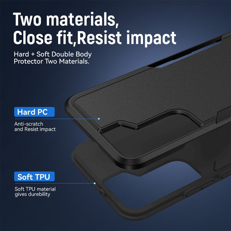 Phone case with hard PC and soft TPU materials for Samsung Galaxy S22