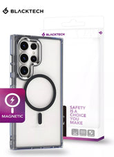 S25 Ultra clear stylish case with black magsafe ring