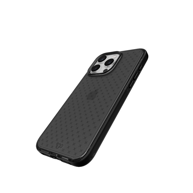 Black phone case with textured design for iPhone 13 pro