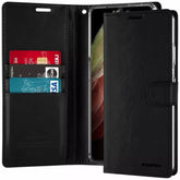 Samsung S22 black diary style flip case with card slots inside