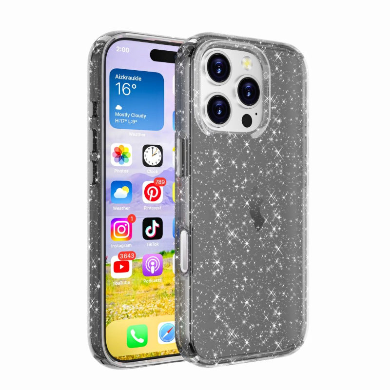 iPhone 15 pro max clear glitter case