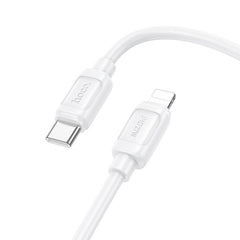 White USB-C to Lightning cable on a white background