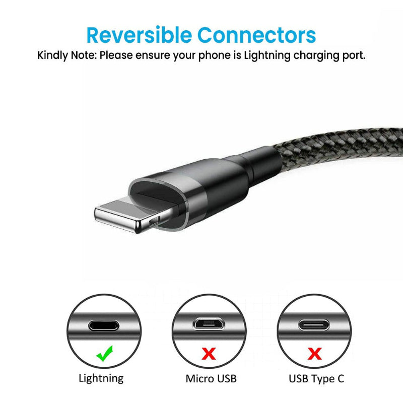lightning cable iQuick USB A to Lightning 3m braided Fast charging cable
