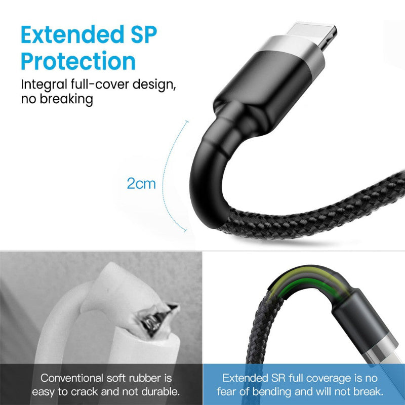 durable iQuick USB A to Lightning 3m braided Fast charging cable