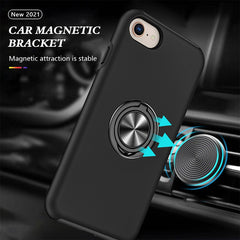 IPhone SE magnetic case with rotatable ring at back in black color