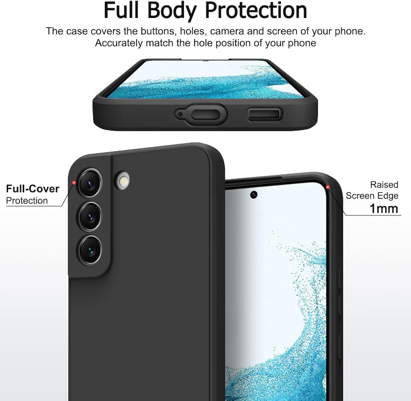 Samsung S22 protective silicone case in black color