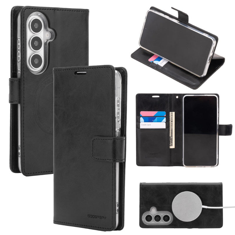 black wallet flip case magsafe for s26