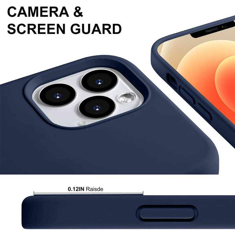 Navy blue phone case with camera and screen guard features for IPhone 15 pro max