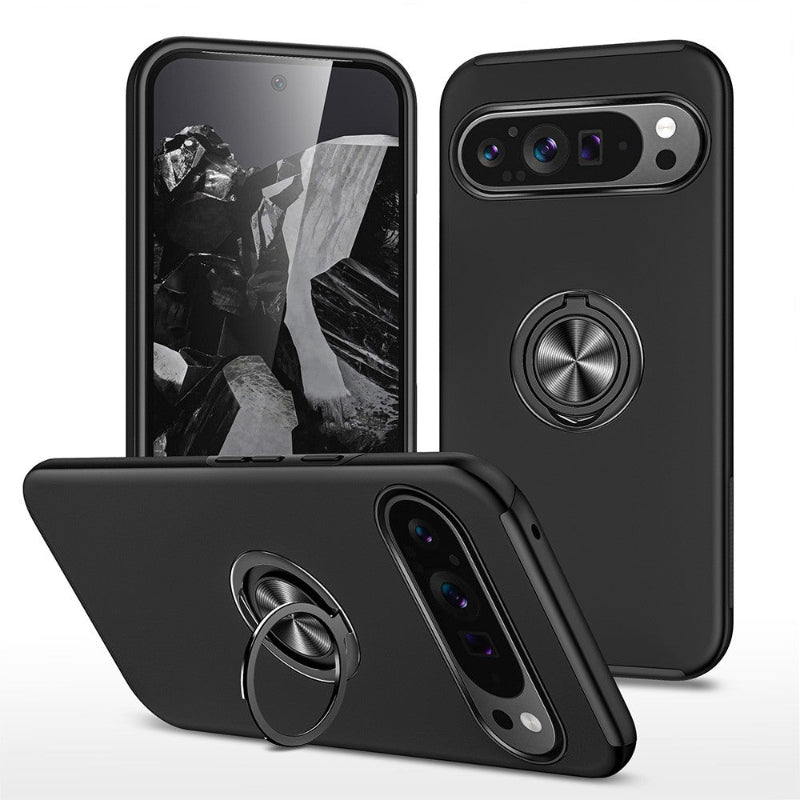 Black phone case with ring holder for Google pixel 9 / 9 pro