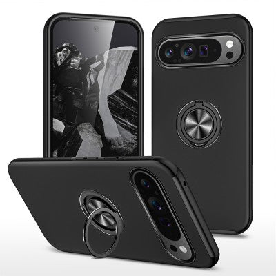Black phone case with ring holder for google pixel 9/9 pro