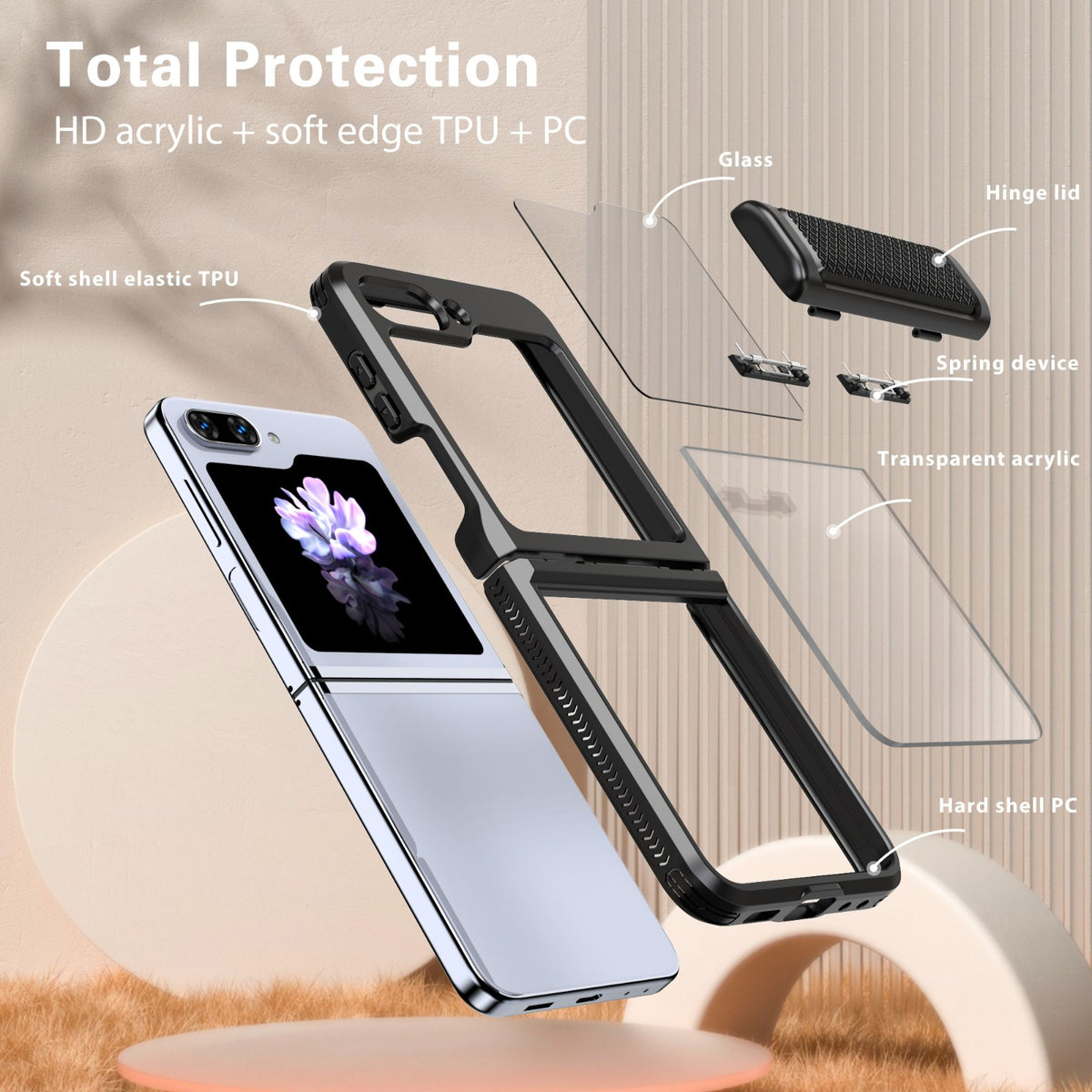Hard Protective case in Black for Z Flip 6