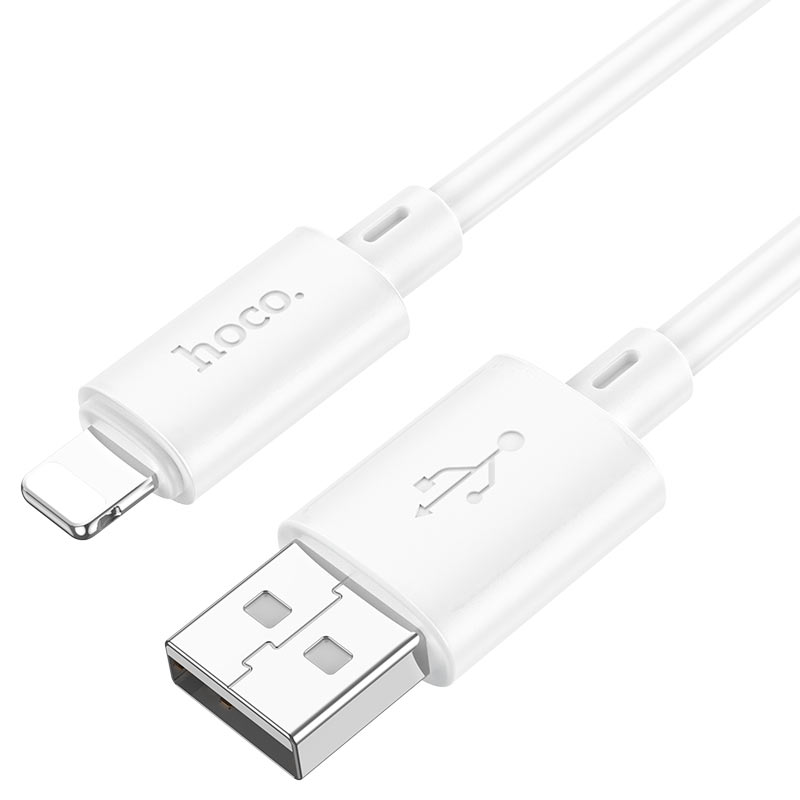 WHITE CABLE Hoco USB A to LIG x88 Data cable with 2.4A fast charging (1M)
