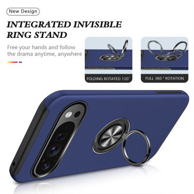phone case with ring stand feature with magnetic 360 rotation for pixel 9 pro