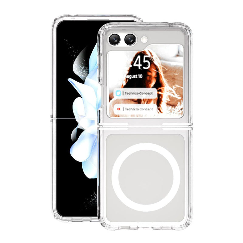 clear Ultimake Shockproof Transparent Case Cover With Magnetic Ring for Samsung Galaxy Z Flip6