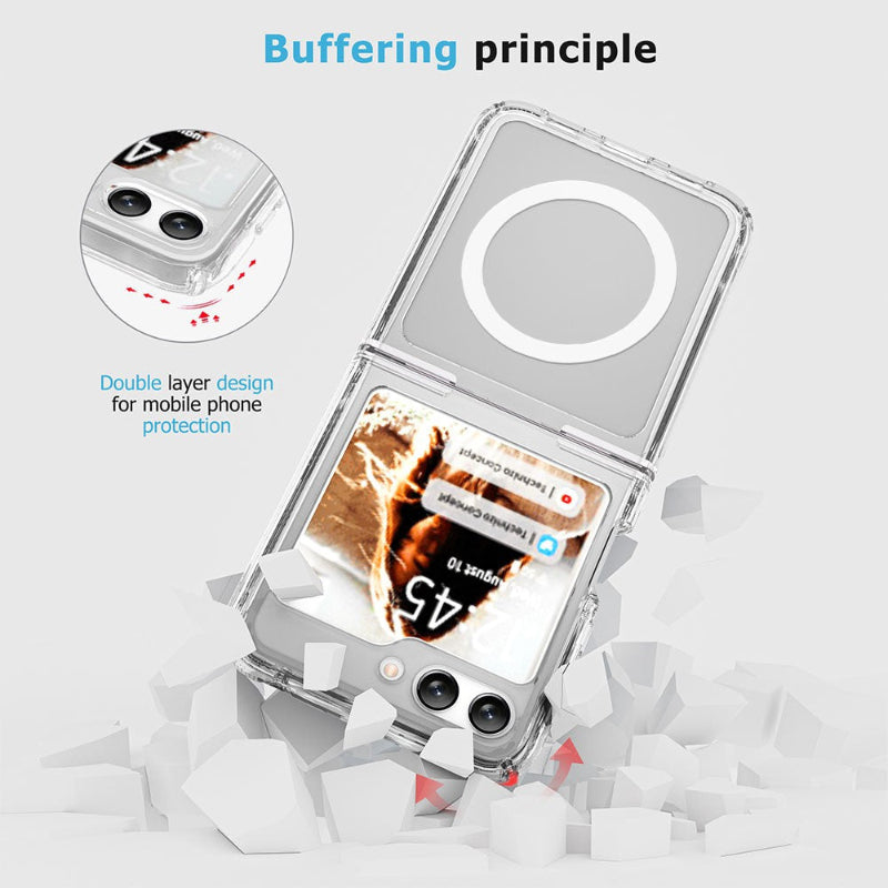 drop protection Ultimake Shockproof Transparent Case Cover With Magnetic Ring for Samsung Galaxy Z Flip6