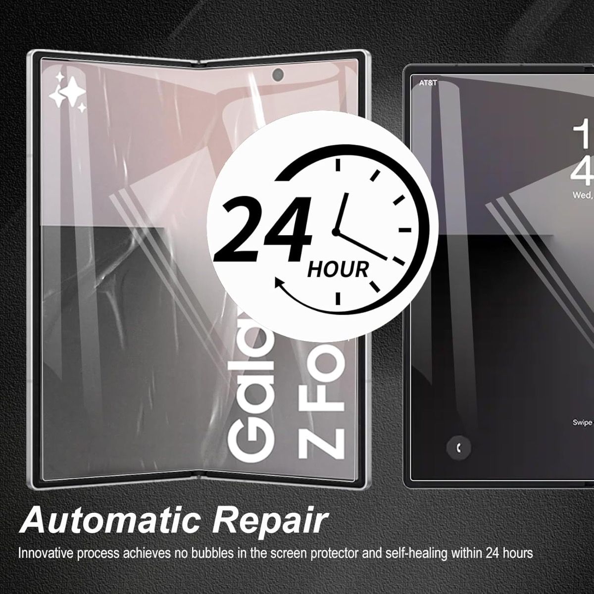 Samsung Galaxy Z Fold 6 BLACKTECH 3Pcs Full Set Unbreakable Self Repairing Screen Protector- Clear