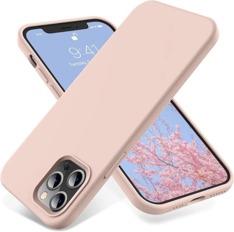 iPhone 12 pro max silicon case in pink sand shade 