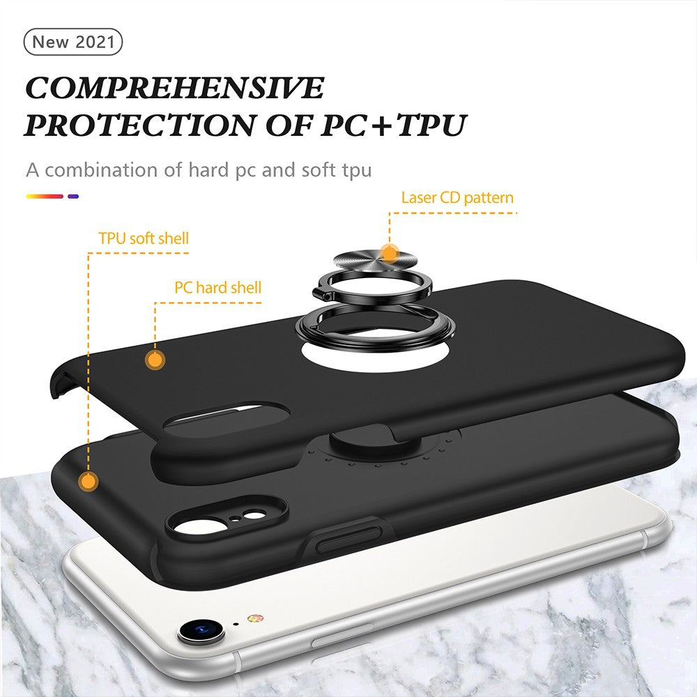 For IPhone XR Magnetic Ring Holder Shockproof Cover Case - PINK