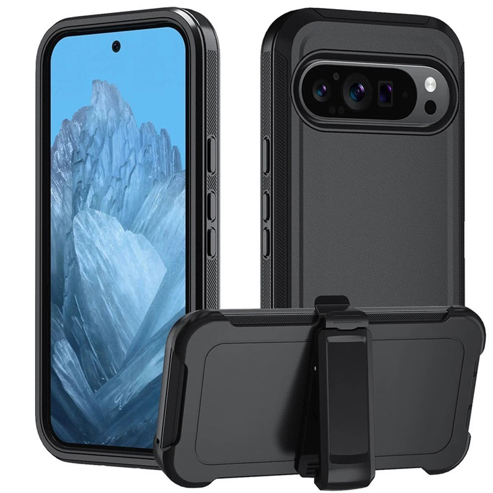 For Google pixel 10 / 10 Pro defender Case with Belt Clip - Black (BLACKTECH)