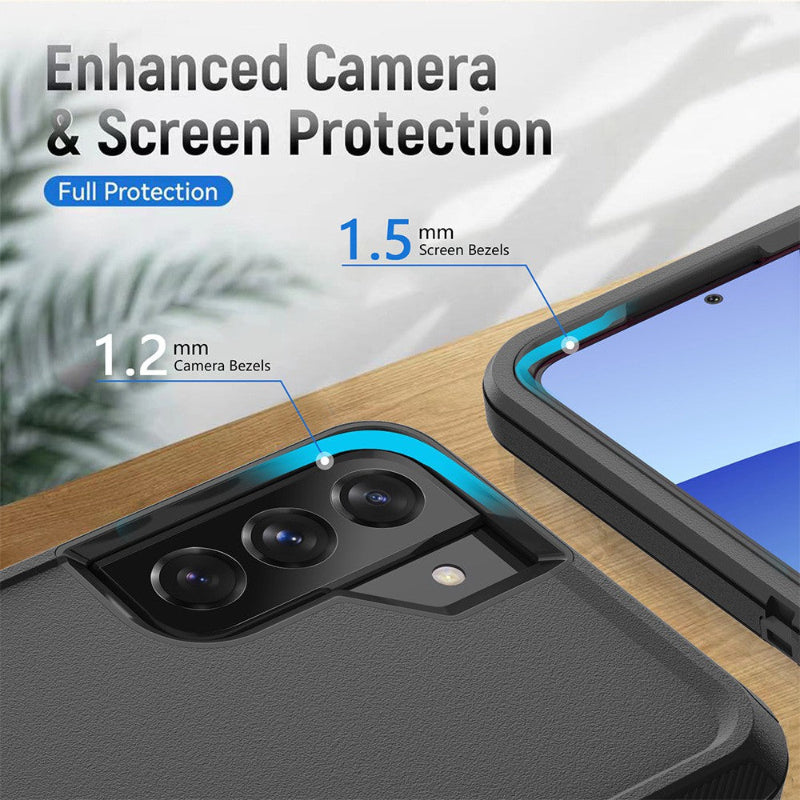 Samsung S25 heavy duty defender case in black color