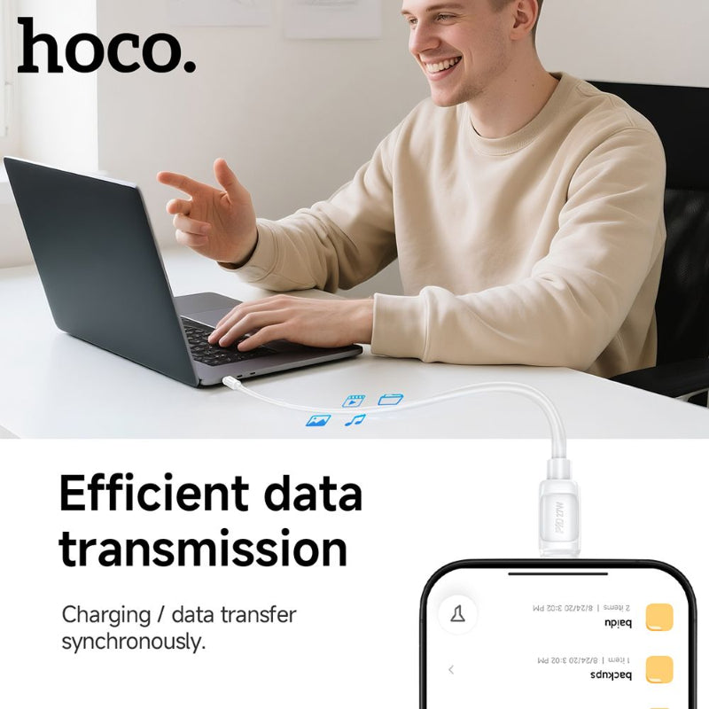 img 2 hoco 27w x115 usb c to lig 1m data transfer
