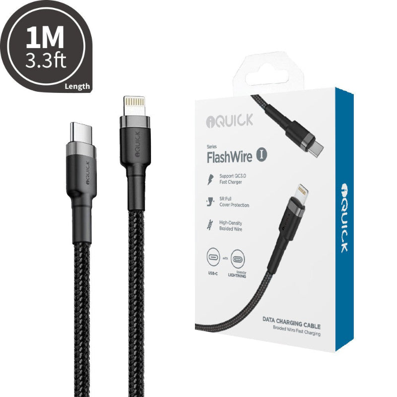 box iQuick Braided USB-C to Lightning Fast Charging Cable 1M 