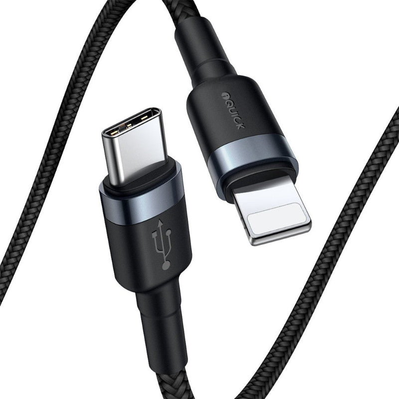 dual side iQuick Braided USB-C to Lightning Fast Charging Cable 1M