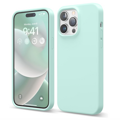 iphone 14 pro max silicone case in mint green