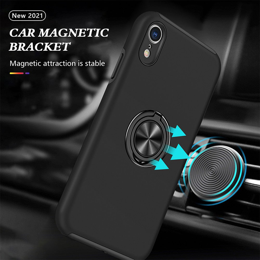 For IPhone XR Magnetic Ring Holder Shockproof Cover Case - PINK