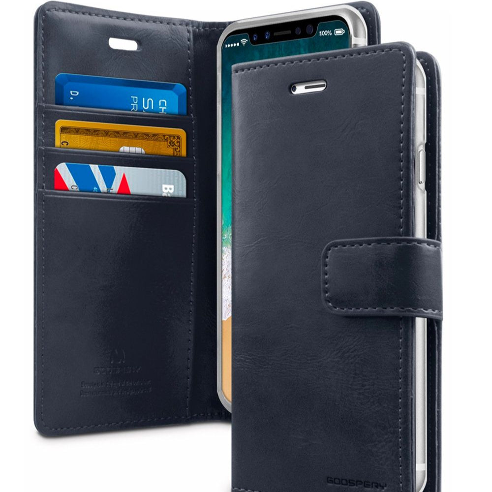 Black phone wallet case with card slots for iphone 13 pro
