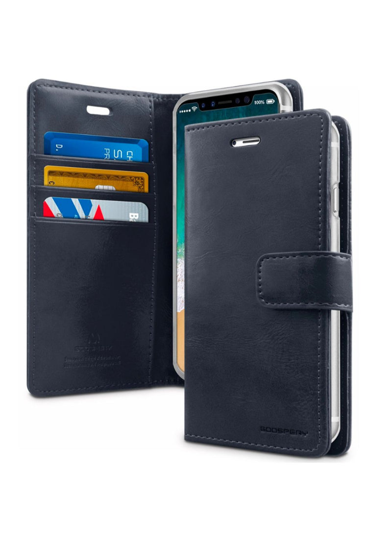 IPhone 15 Plus navy flip case diary style case with card space inside