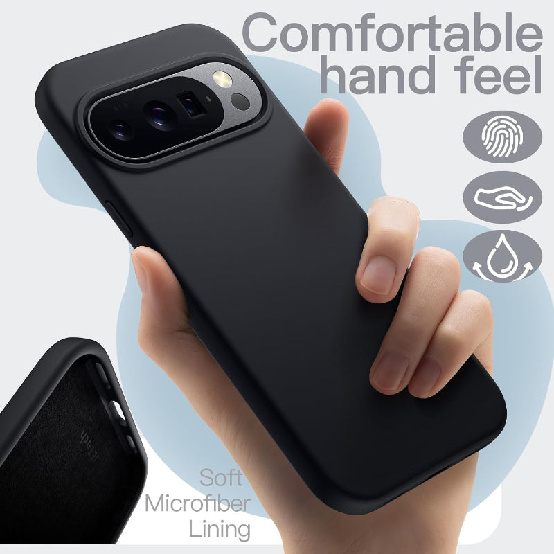 pixel 10 and 10 pro black silicone case with micro fibre redefine