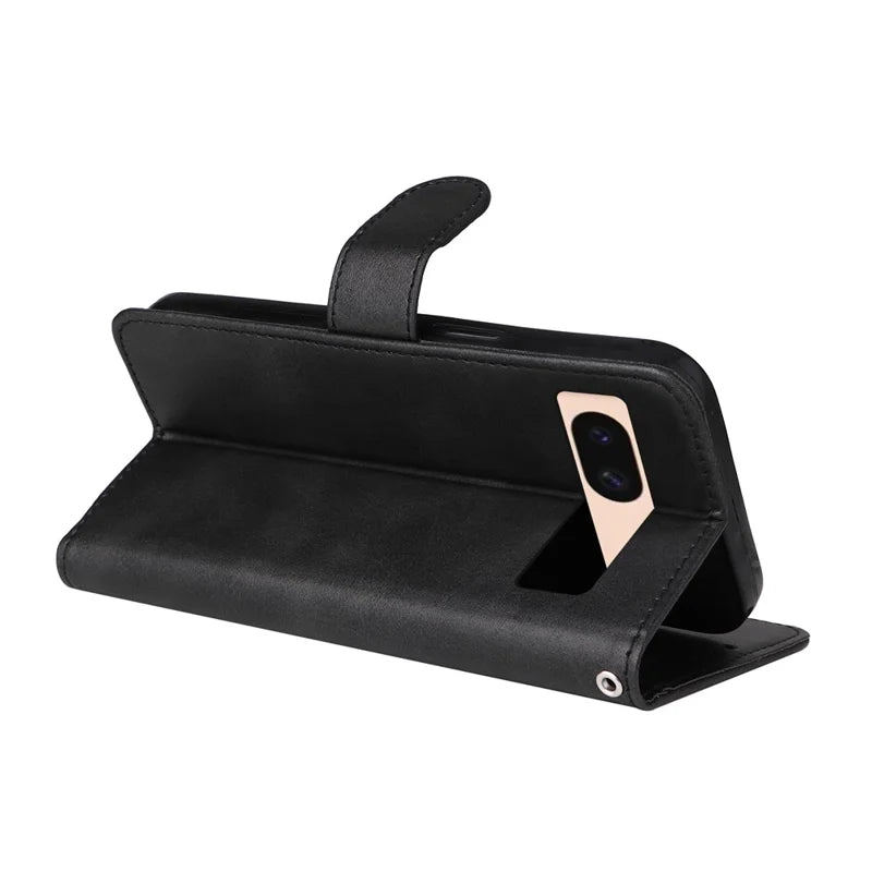 Black flip phone case with screen and camera protection  for pixel 6a