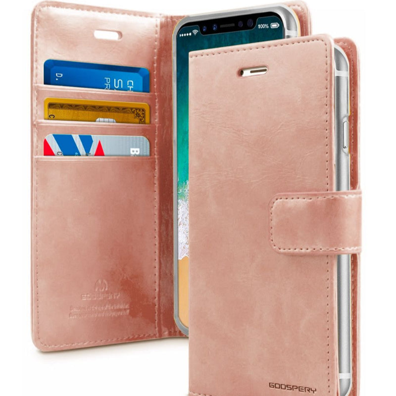 Rose Gold phone wallet case with card slots for iphone 13 pro