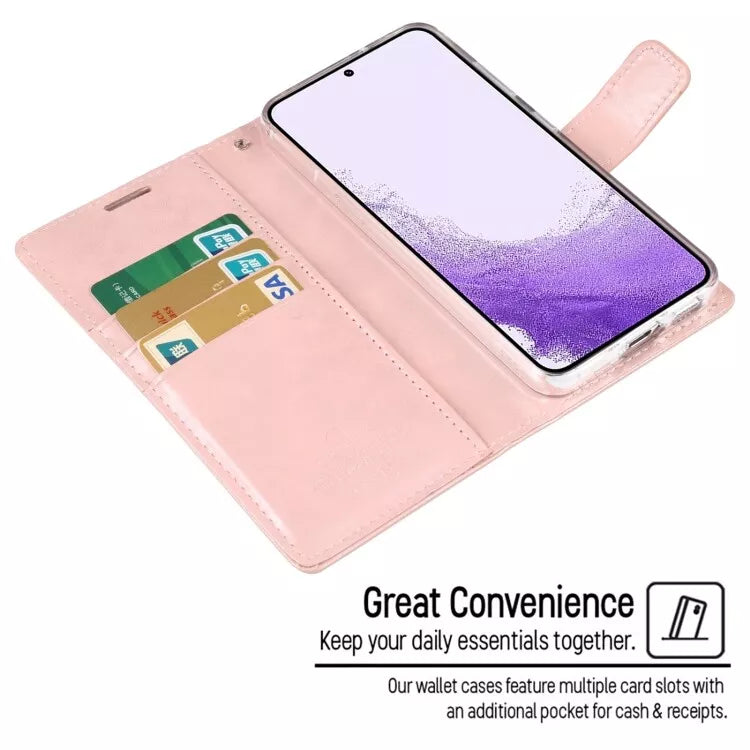 Samsung S25 wallet case with card slots rose gold color phone case