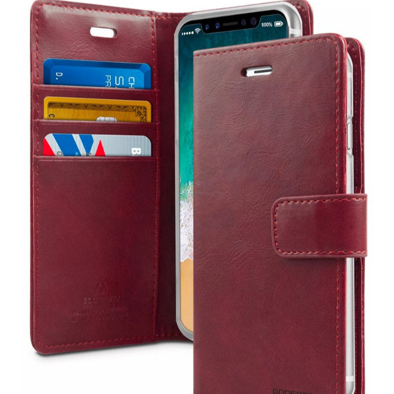 wine Red phone case with card slots and phone pocket for iphone 13 pro